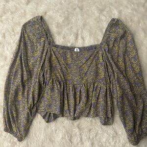 Abound Purple and Yellow Floral Blouse